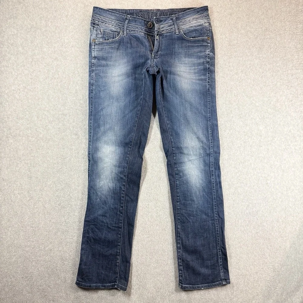 G Star‎ Raw Jeans Womens 30x32 HELLER STRAIGHT Low Rise Y2K Faded Opium Logo